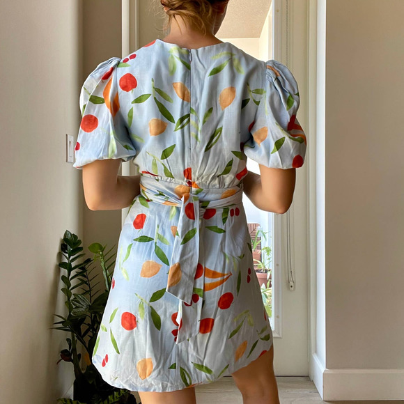 Floral Print Puff Sleeve Dress - Picture 7 of 11